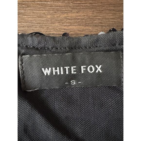 Sequin Dress Womens Small White Fox Black Paillette Mini Party Side Zip Lined - Picture 3 of 8